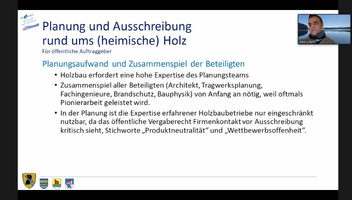 Ausschreibung für heimisches Holz ist schwierig aber nicht unmöglich.