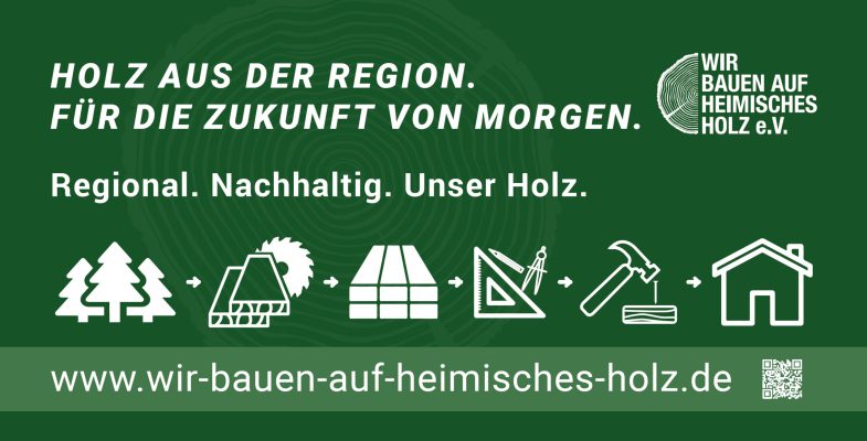 Bauzaunbanner Wir bauen auf heimisches Holz e.V.